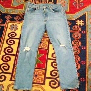 LEVI'S- Button Fly High Rise Distressed Tapered Jeans Size 30